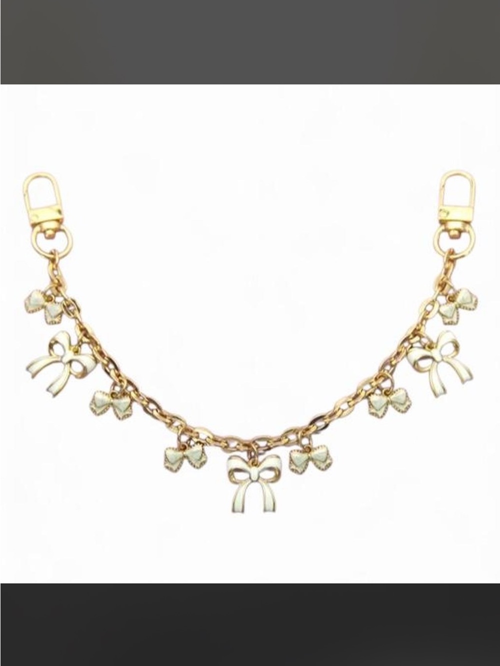 Gold White Bow Charm Bag Chain - Women Accessories